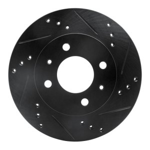 Hyundai Accent Brake Rotor (1) - Front Right - R1 Concepts - Drilled & Slotted - Black - `00-`02